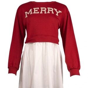 NWT Simply Southern Red 'Merry' Sweatshirt Dress